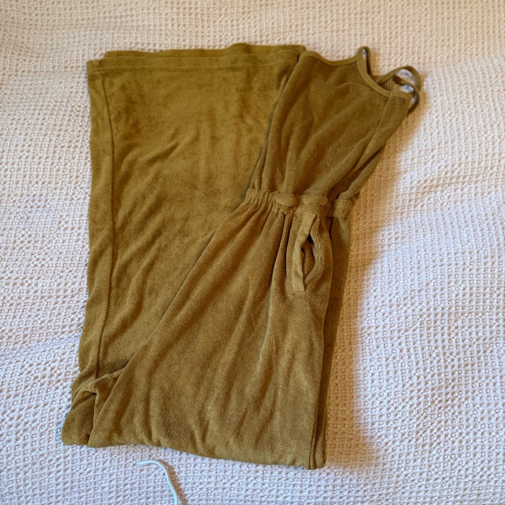 Aerie OFFLINE Terrycloth Wide Leg Jumpsuit in Golden Brown, Size S - Picture 14 of 15